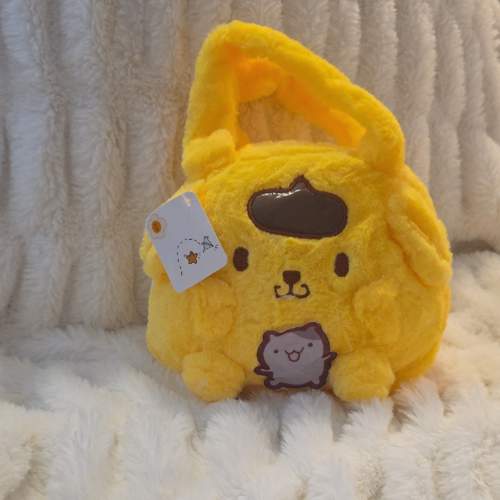 Plush Yellow Pompompurin Character Handbag - Cute Pom Pom Bag
